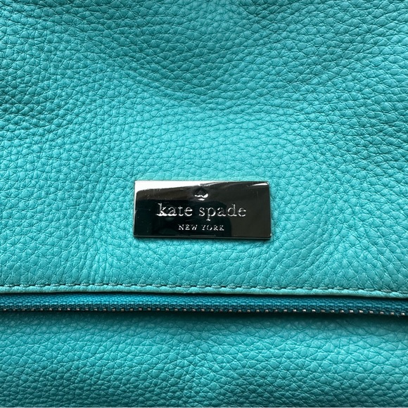 Kate Spade Teal Blue Green Fold Over Messenger Bag Crossbody Handbag w/ Dustbag - Picture 8 of 10